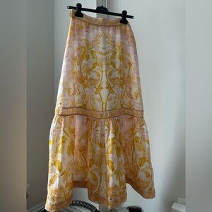 Zimmermann Yellow and Pink Floral Maxi Skirt